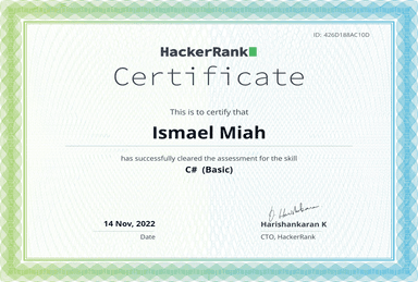HackerRank C# Basic Certificate