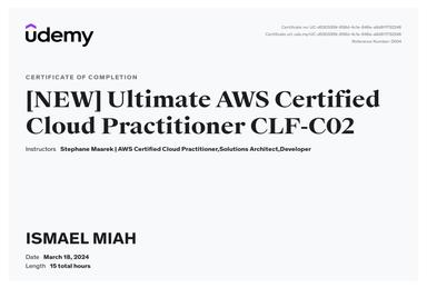 Udemy AWS Course Completion Certificate