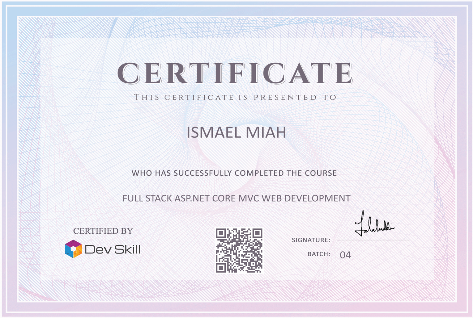Asp .NET Full Stack MVC Certificate